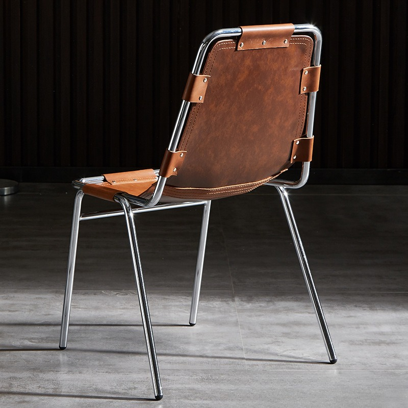 Outdoor Furniture Vintage - Vintage-Esszimmerstuhl aus Leder, industrieller moderner Outdoor-Stuhl
