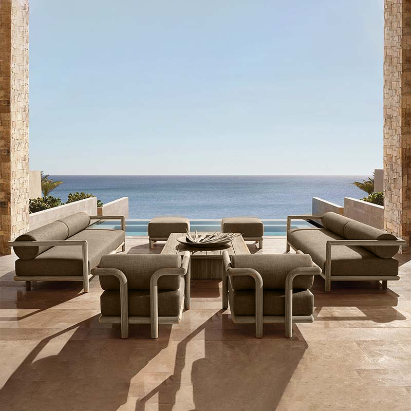 Outdoor Furniture Hotel - Gartenmöbel-Set, Luxus-Hotel-Terrassen-Teakholz-Sofa-Set, Outdoor-Couchtisch und Sofa-Set