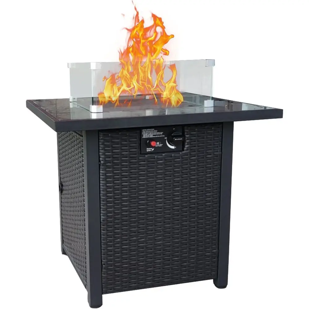 Outdoor Furniture Set With Fire Pit - Korbmöbel-Set für den Außenbereich, Rattan-Ecksofa mit