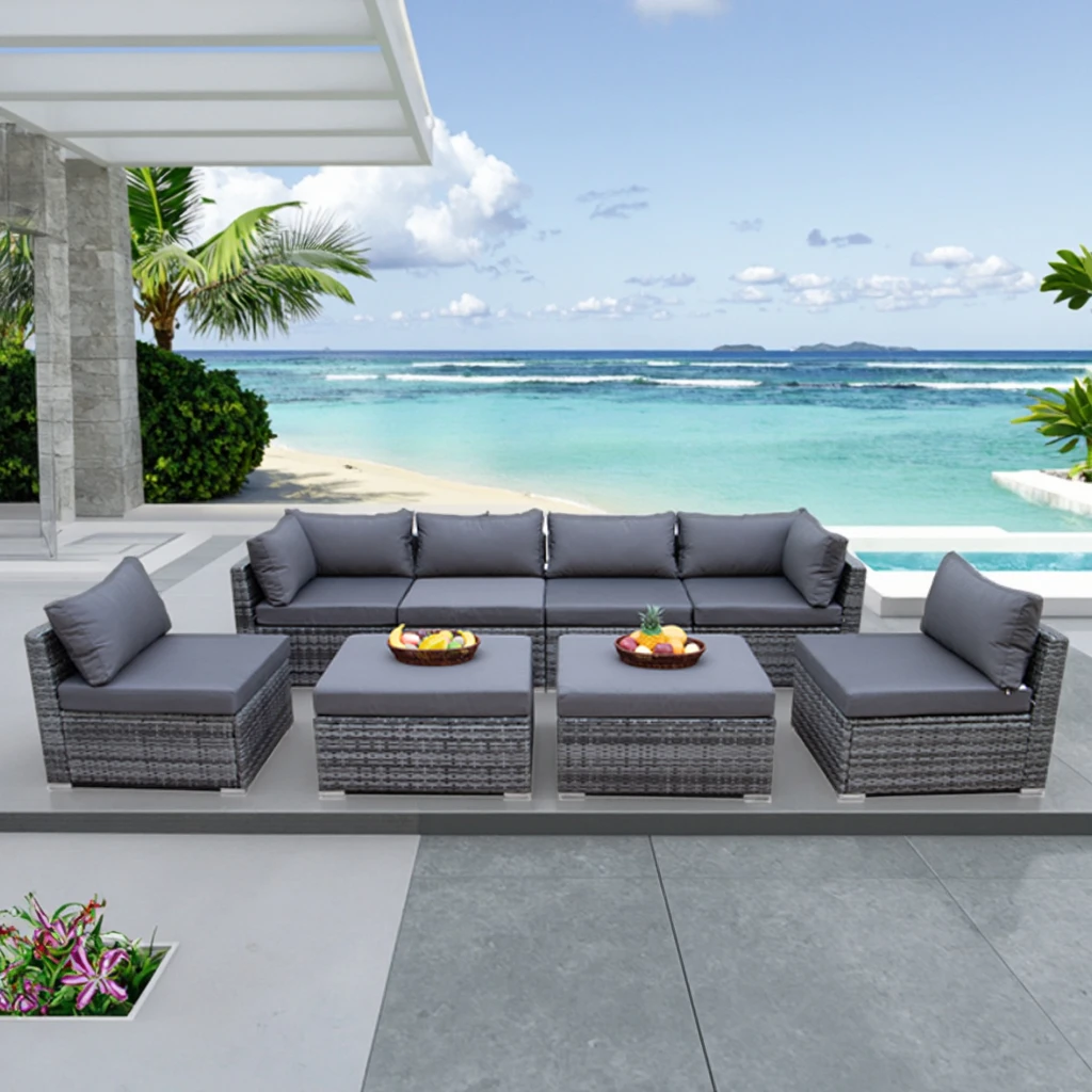 Outdoor Furniture Set With Fire Pit - Moderne Outdoor-Möbel Sofa Gartenmöbel-Set PE-Rattan Garten-Sets