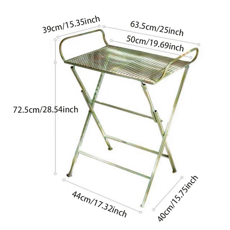 Outdoor Furniture Vintage - Vintage Schmiedeeisen Klappstuhl-Set mit Beistelltisch für