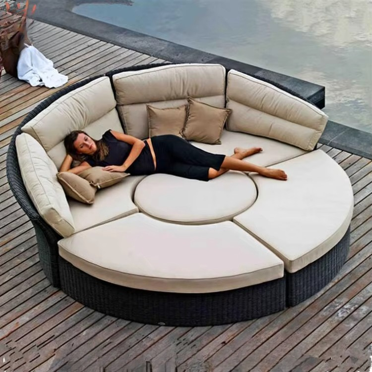 Outdoor Furniture Hotel - Luxuriöse Gartenmöbel, runde Rattan-Tagesliege, große Terrassenliege