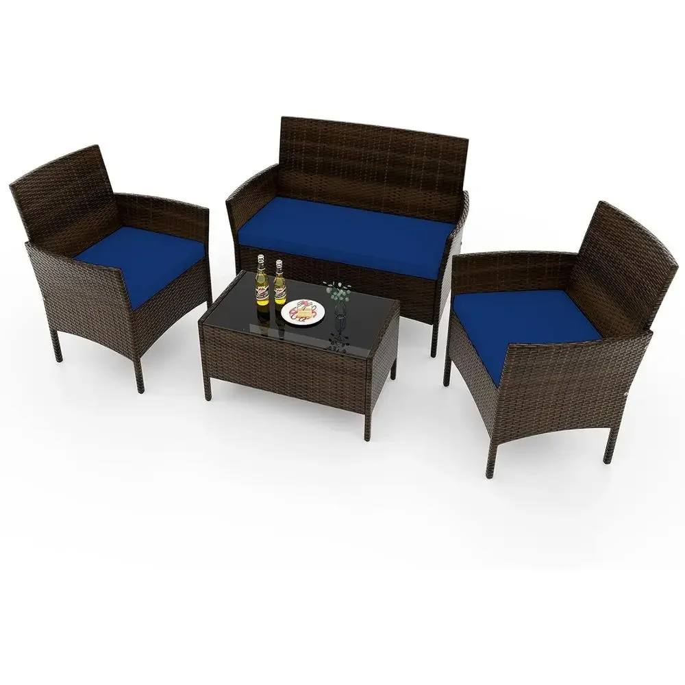 Outdoor Furniture Loveseat - 4-teiliges Gartenmöbel-Set aus Rattan - Bistro