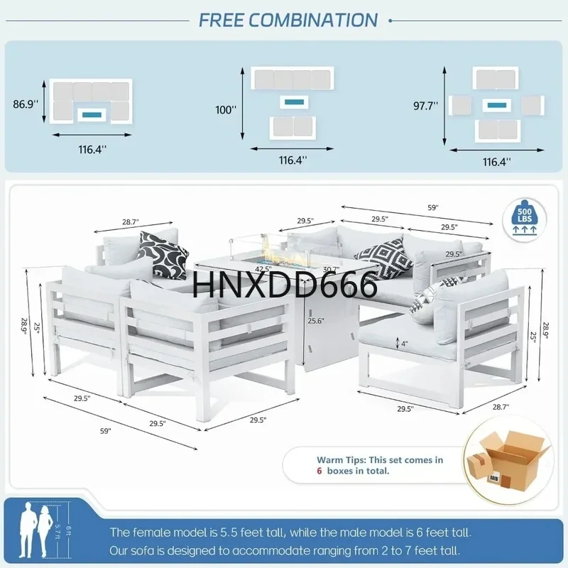 7-teiliges Aluminium-Gartenmöb – Outdoor Furniture Set With Fire Pit Bewertung und Preis