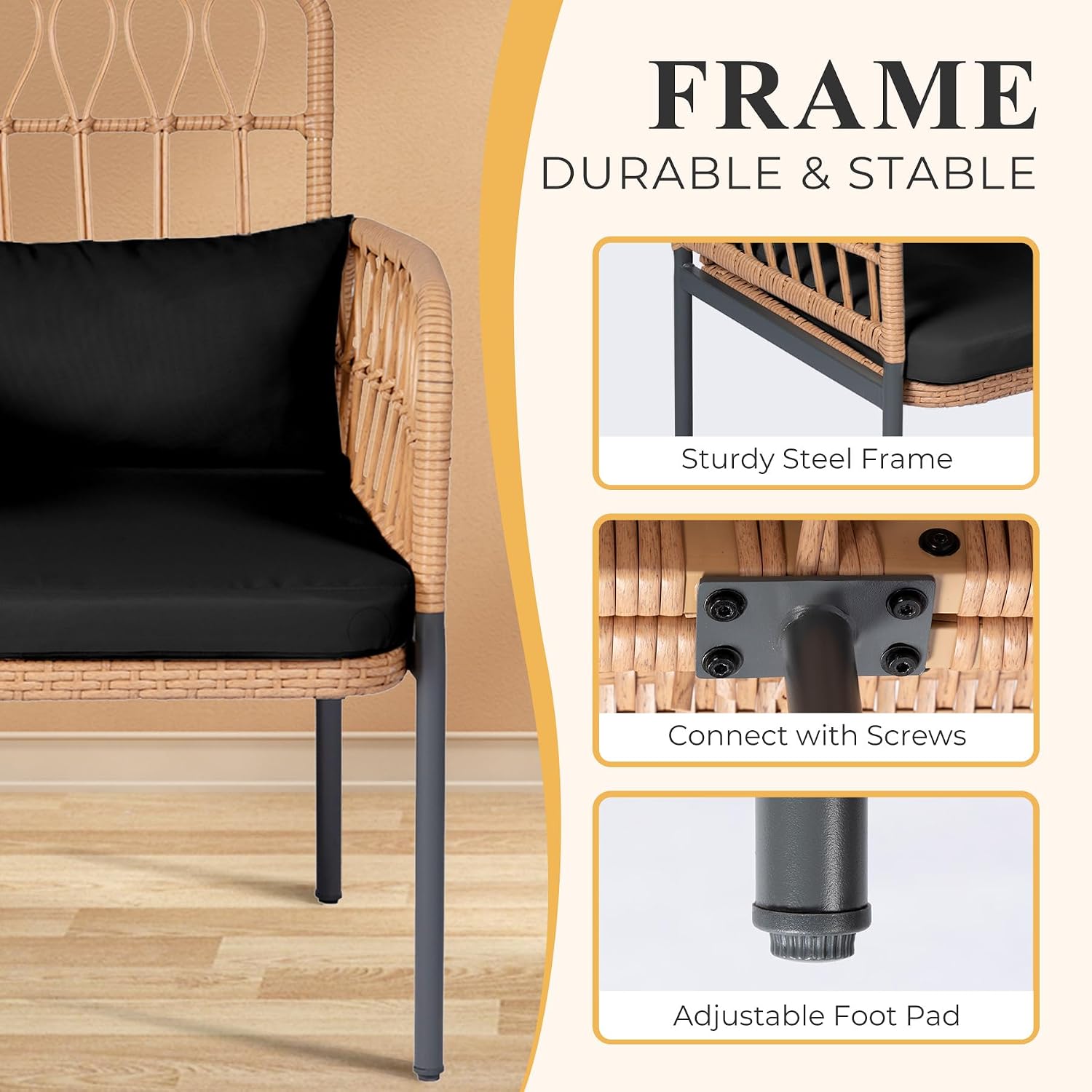 Rattan-Liebessofa mit Glastisc – Outdoor Furniture Loveseat Bewertung und Preis