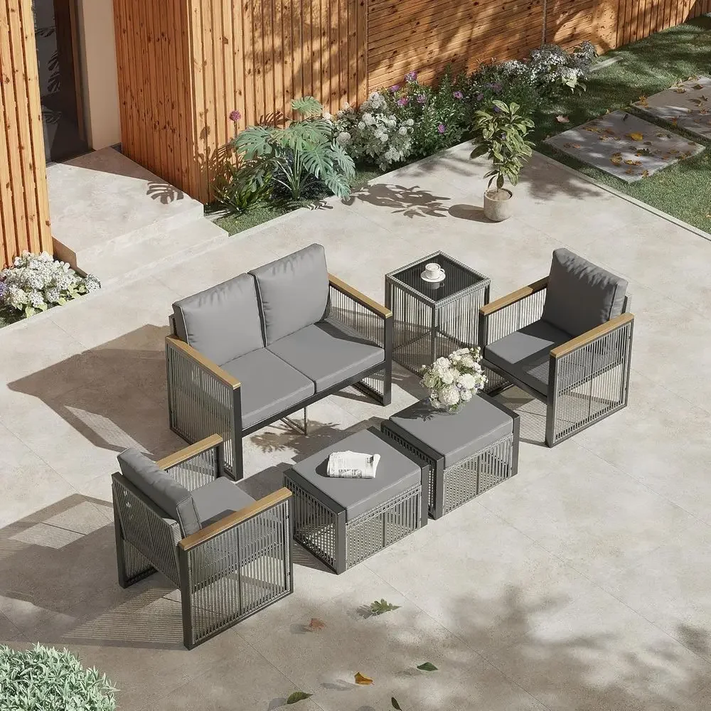 6-teiliges graues Gartenmöbel- – Outdoor Furniture Loveseat Bewertung und Preis