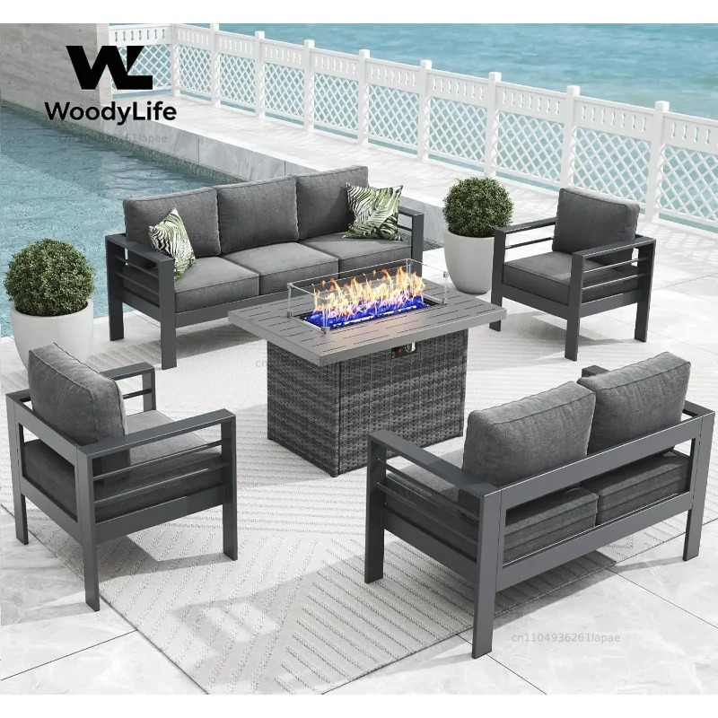 L5-teiliges modernes Aluminium – Outdoor Furniture Set With Fire Pit Bewertung und Preis