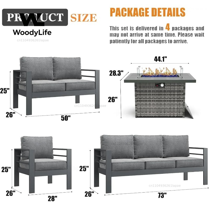L5-teiliges modernes Aluminium – Outdoor Furniture Set With Fire Pit Bewertung und Preis