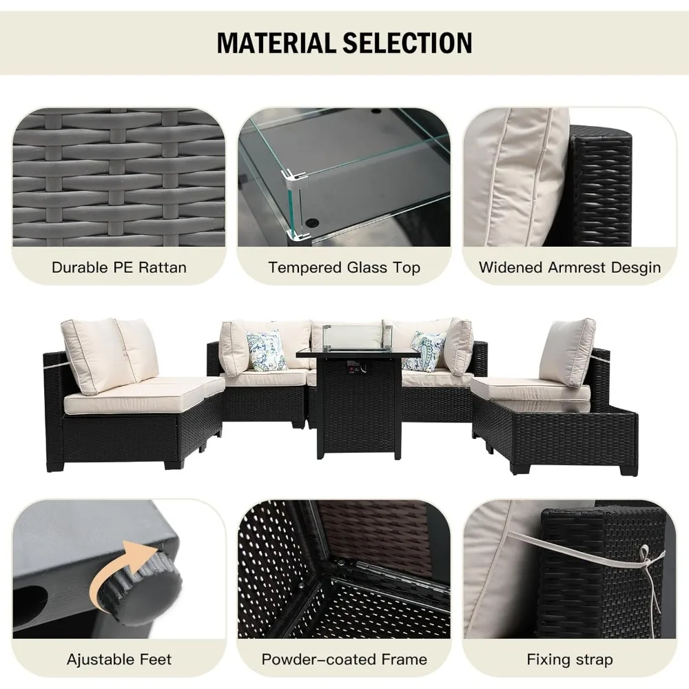 8-teiliges Terrassenmöbel-Set  – Outdoor Furniture Set With Fire Pit Bewertung und Preis