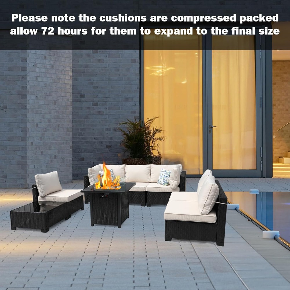 8-teiliges Terrassenmöbel-Set  – Outdoor Furniture Set With Fire Pit Bewertung und Preis