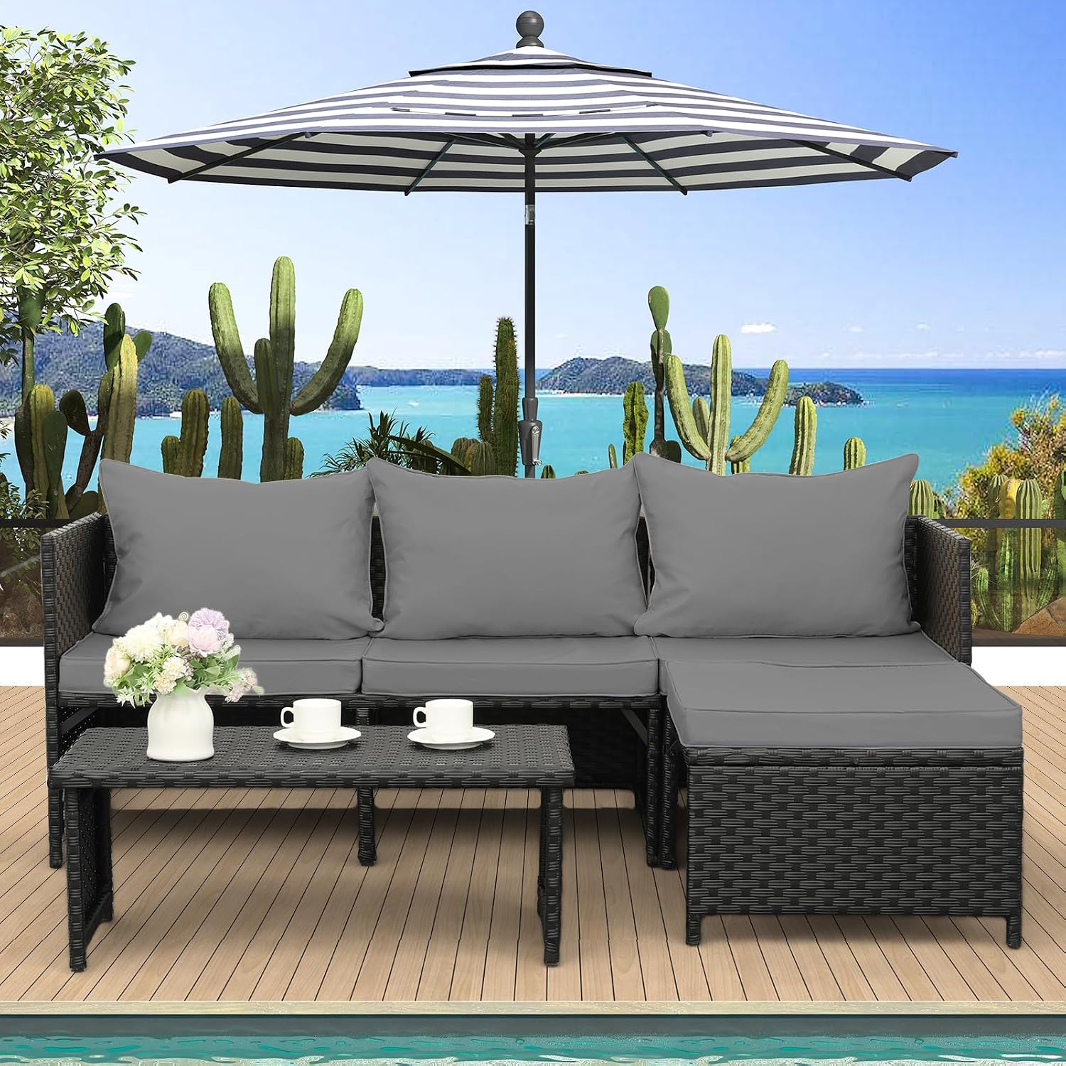 3-teiliges Outdoor-Möbelset au – Outdoor Furniture Loveseat Bewertung und Preis