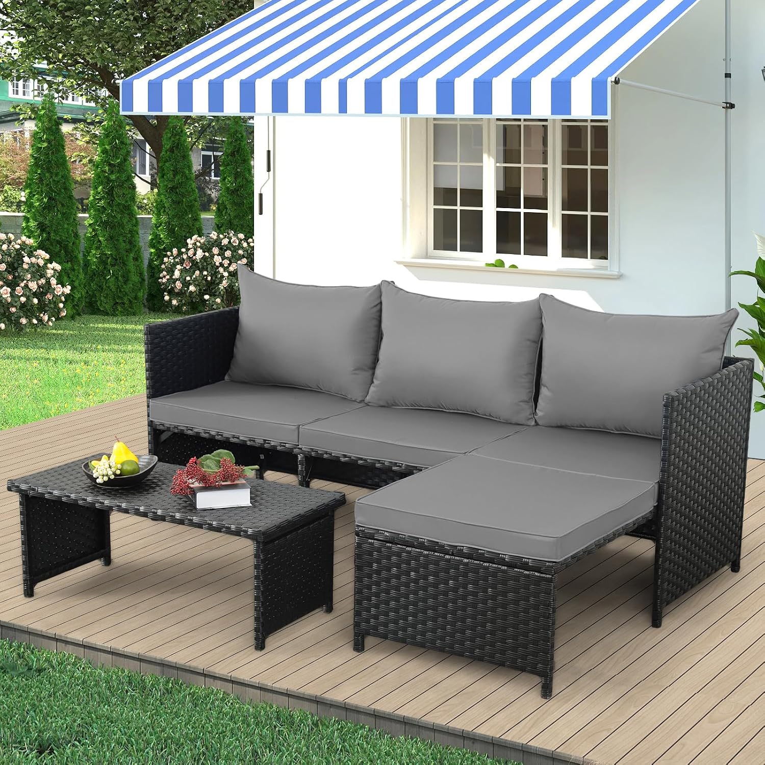 3-teiliges Outdoor-Möbelset au – Outdoor Furniture Loveseat Bewertung und Preis