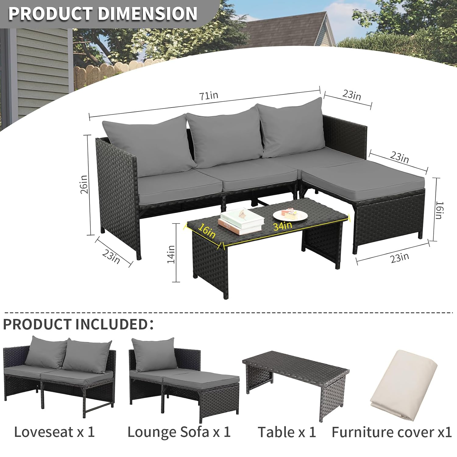 3-teiliges Outdoor-Möbelset au – Outdoor Furniture Loveseat Bewertung und Preis