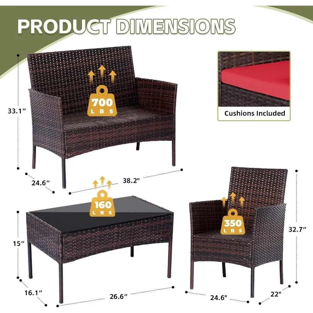 Set 4-teiliges Gesprächsset au – Outdoor Furniture Loveseat Bewertung und Preis
