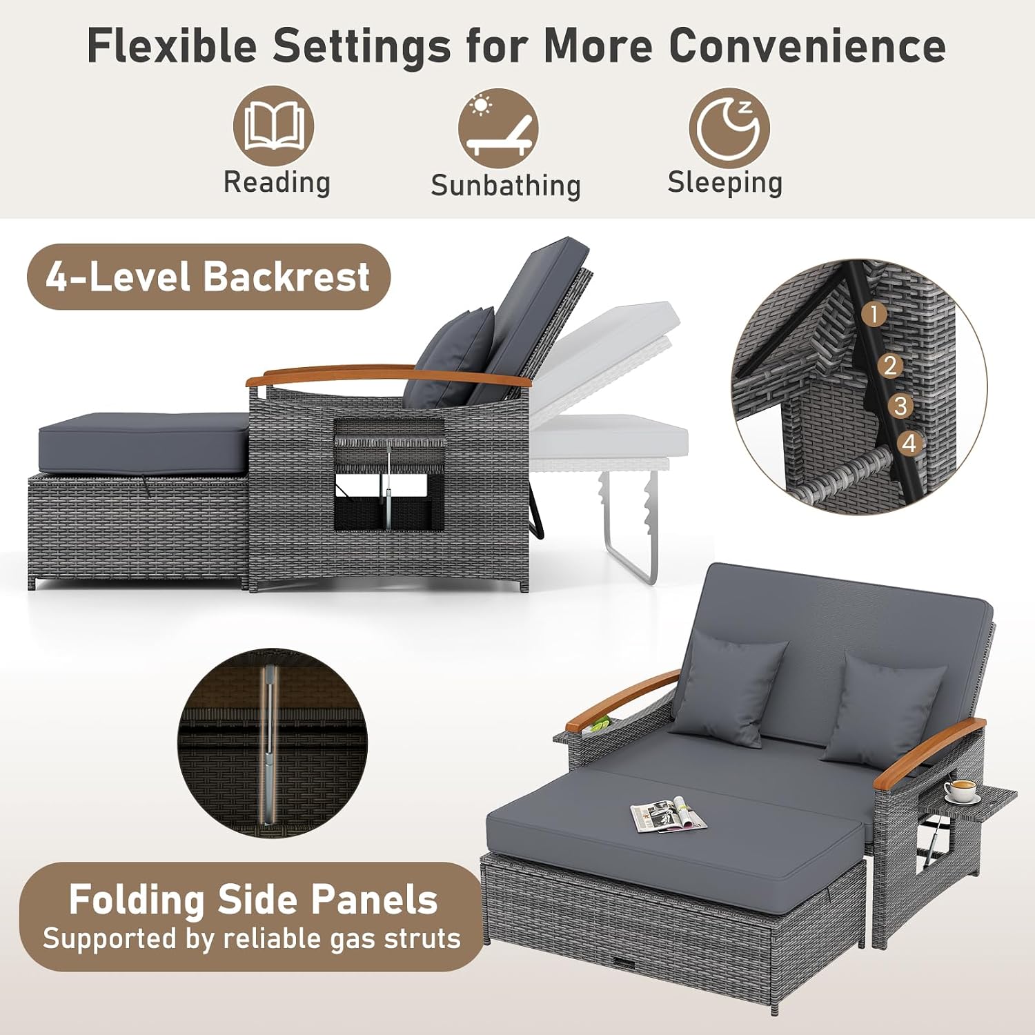 Rattan-Gartenliege mit Staurau – Outdoor Furniture Loveseat Bewertung und Preis