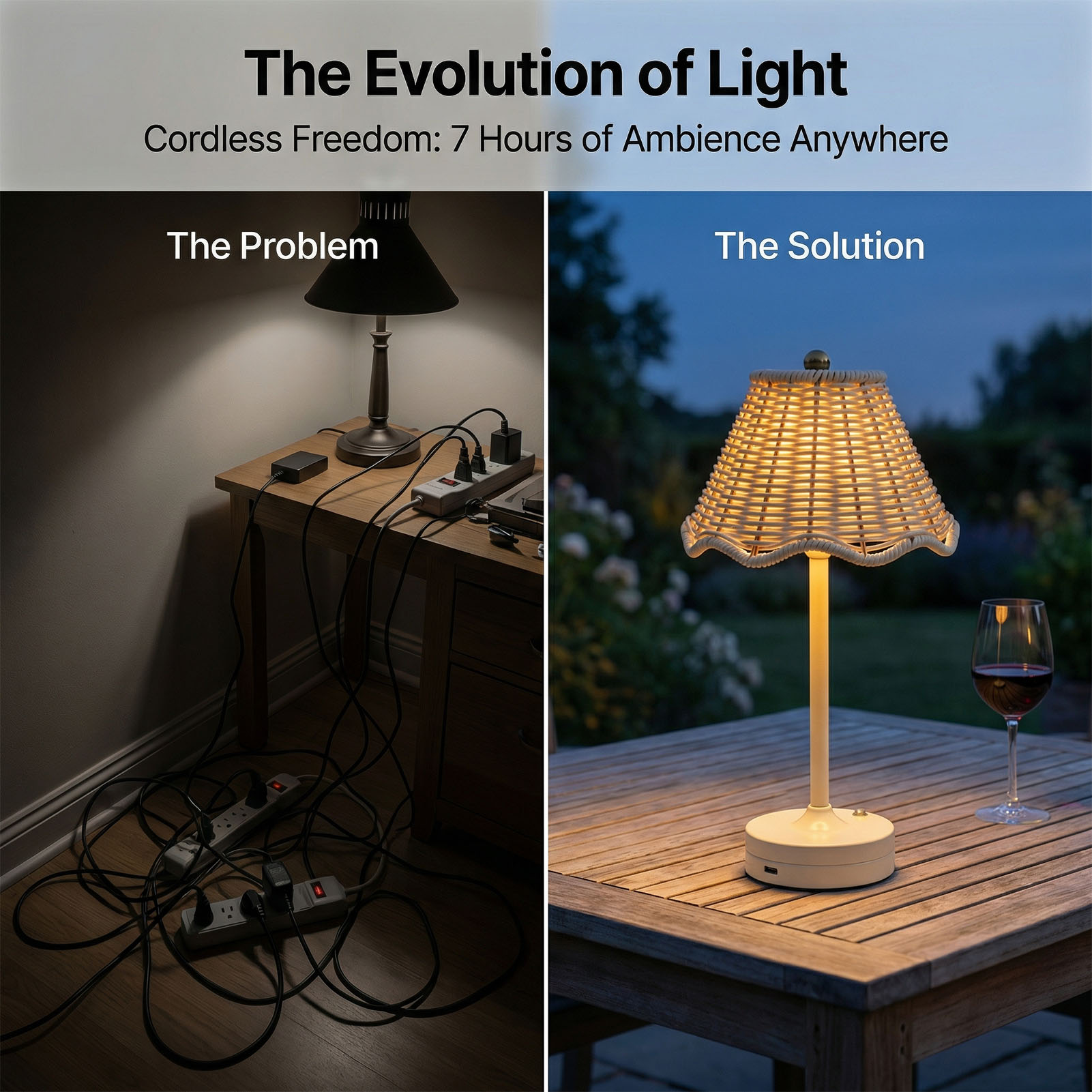 LED Vintage Rattan Tischlampe  – Outdoor Furniture Sale Bewertung und Preis