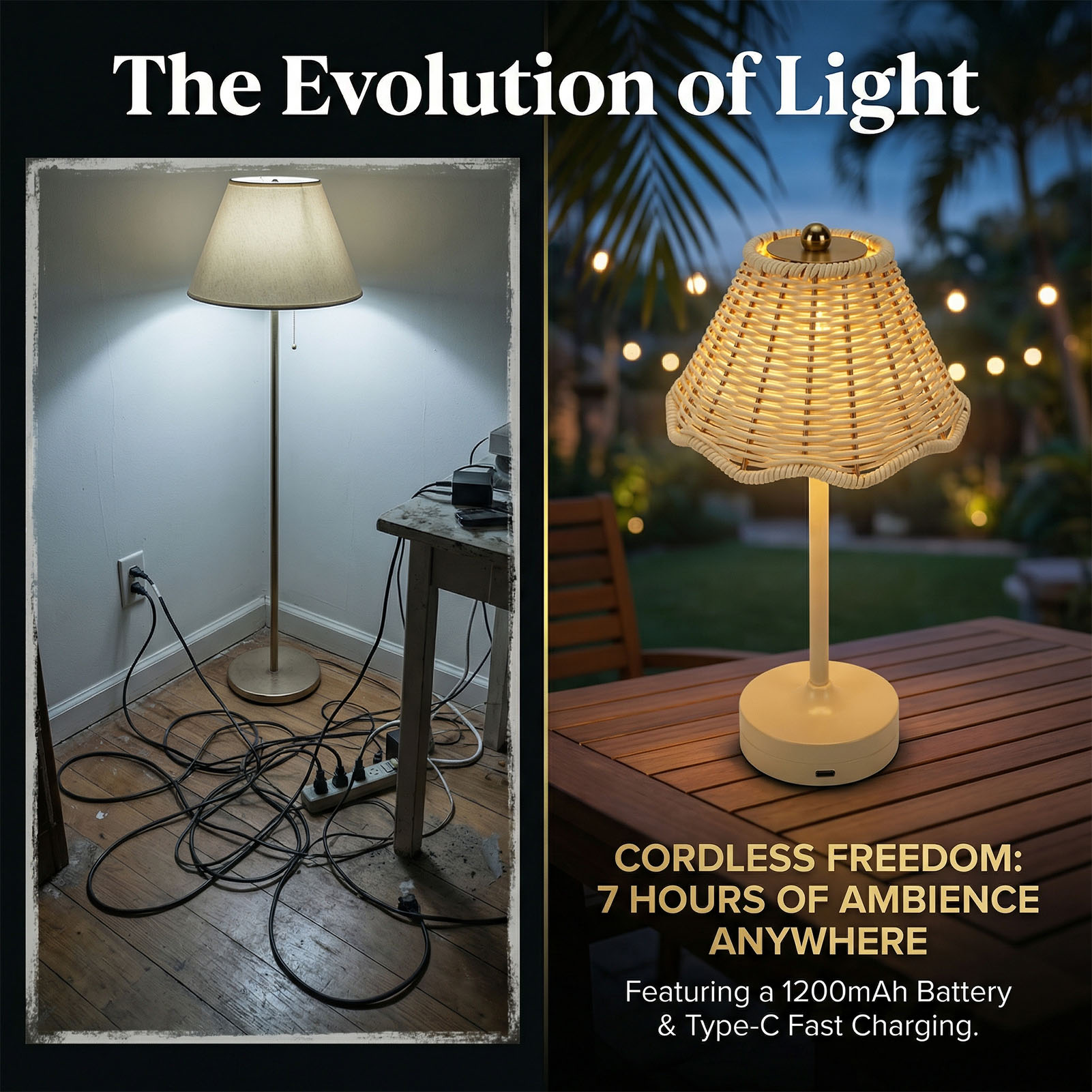 LED Vintage Rattan Tischlampe  – Outdoor Furniture Sale Bewertung und Preis