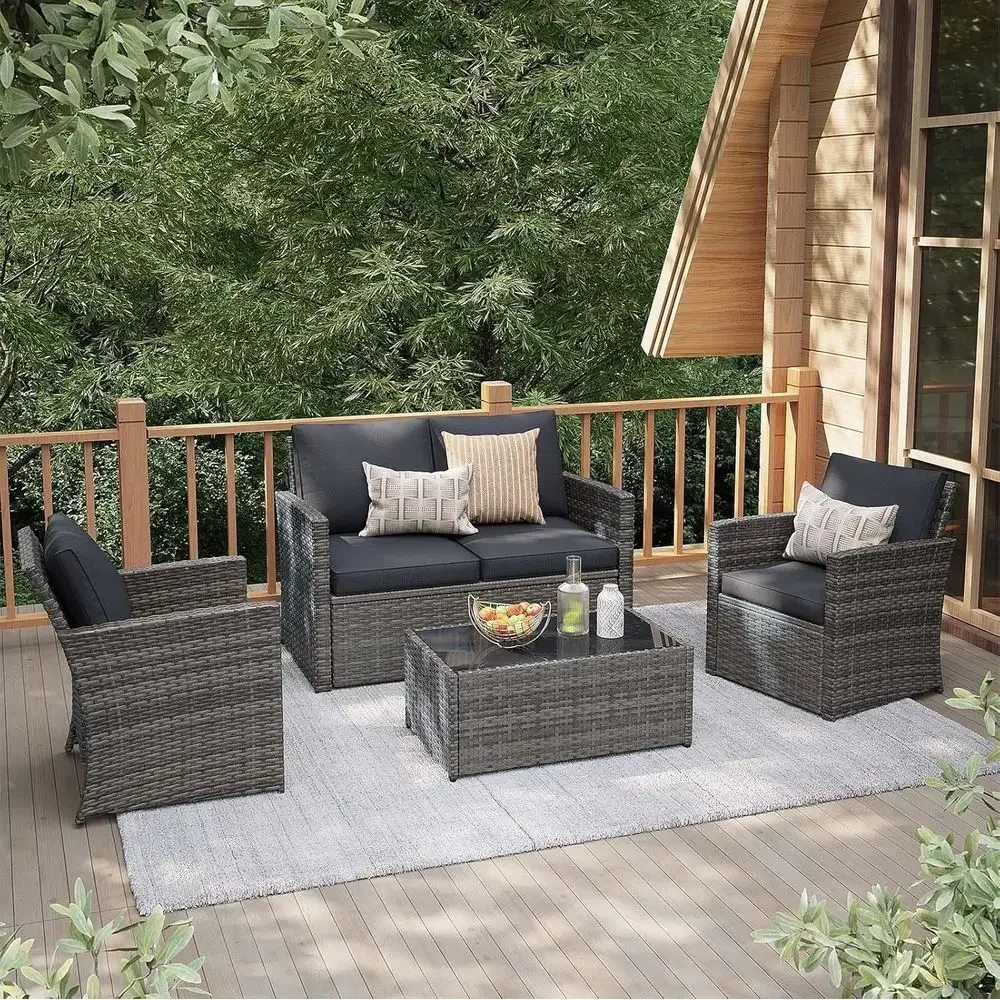4-teiliges Gartenmöbel-Set für – Outdoor Furniture Loveseat Bewertung und Preis