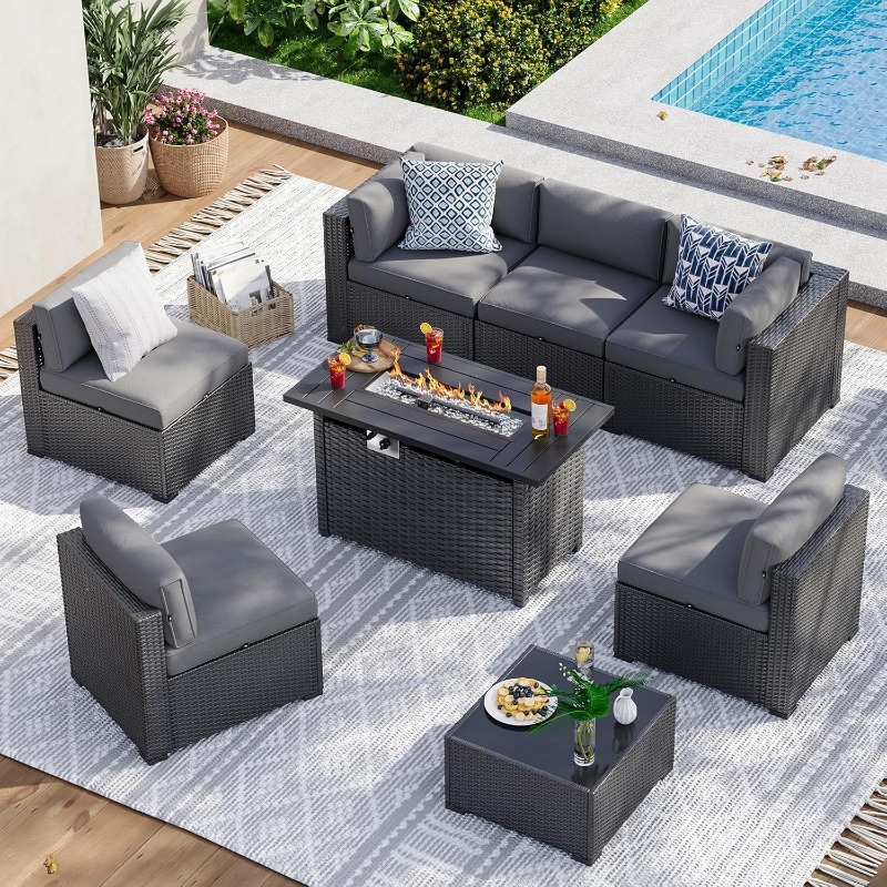 Aoxun 8-teiliges Gartenmöbel-S – Outdoor Furniture Set With Fire Pit Bewertung und Preis