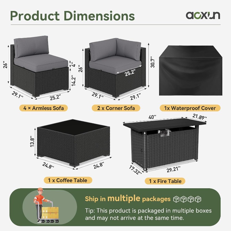 Aoxun 8-teiliges Gartenmöbel-S – Outdoor Furniture Set With Fire Pit Bewertung und Preis
