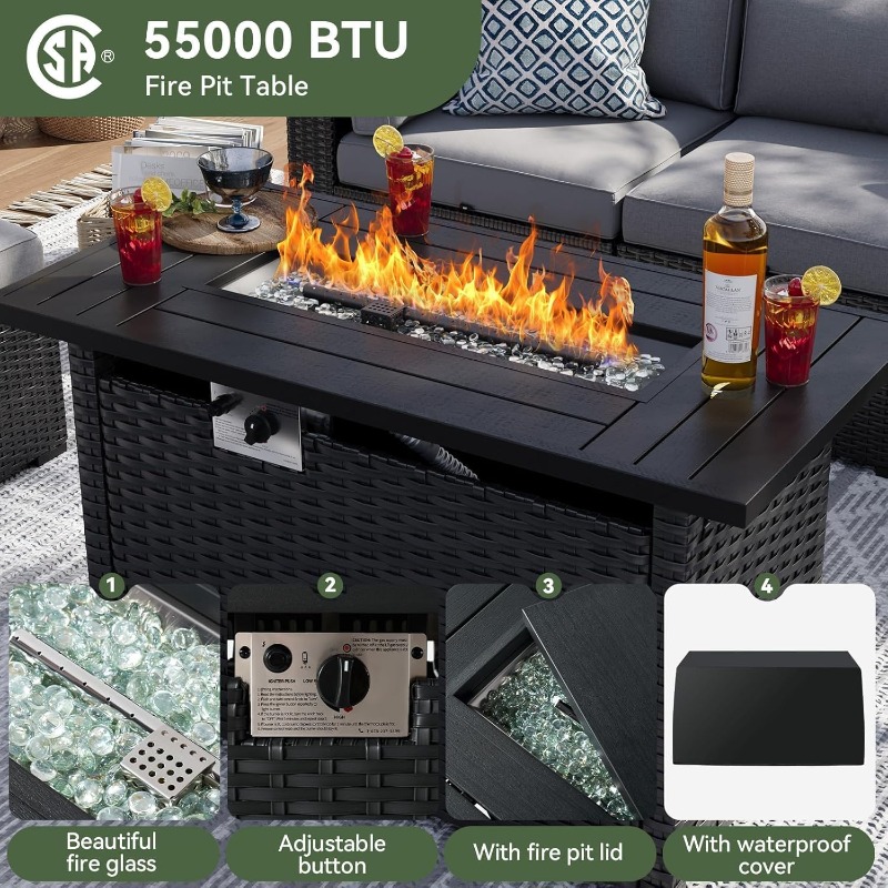 Aoxun 8-teiliges Gartenmöbel-S – Outdoor Furniture Set With Fire Pit Bewertung und Preis