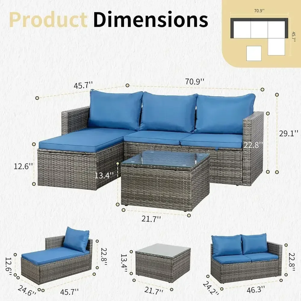 4-teiliges Outdoor-Rattan-Gart – Outdoor Furniture Set With Fire Pit Bewertung und Preis