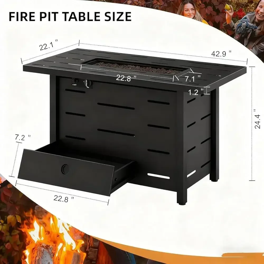 4-teiliges Outdoor-Rattan-Gart – Outdoor Furniture Set With Fire Pit Bewertung und Preis